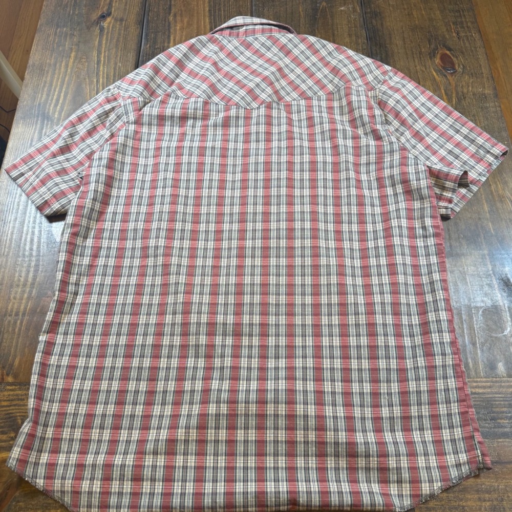 Wrangler Men XL X-Long Tails Western Pearl Snap Plaid Short Sleeve Shirt vintage - Picture 6 of 6
